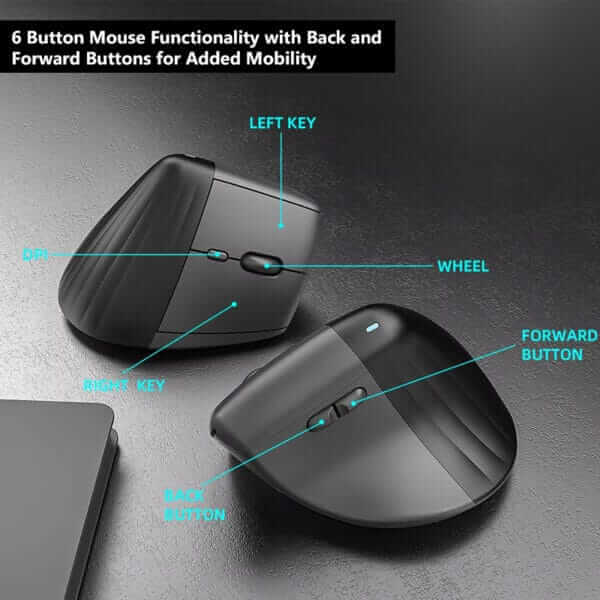 6 button functionality of Couso Vertical mouse with back and forward buttons for more mobility