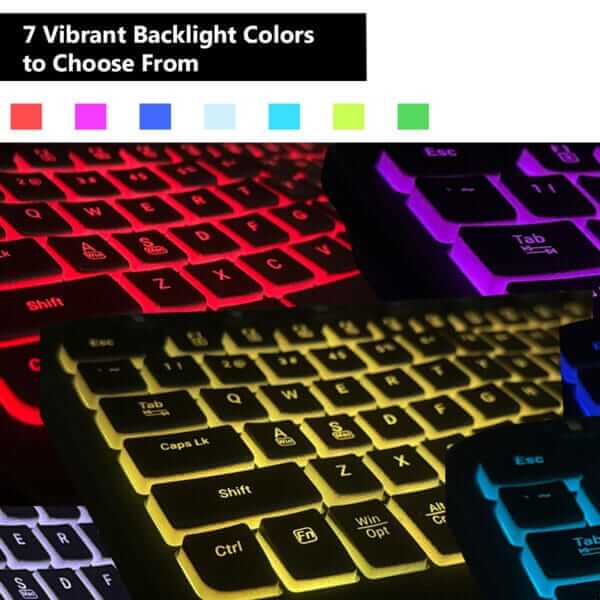 The Gembird Ergonomic Keyboard comes with 7 customizable backlights to choose from.
