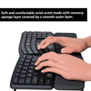Couso Ergonomic Keyboard has Cushioned Wrist Rest to cradle your wrists in comfort