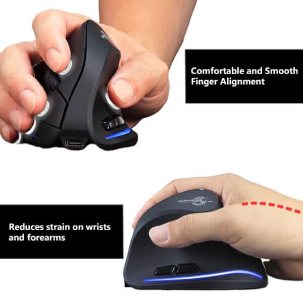 Picture of ergonomic benefits of using Zelotes Vertical mouse