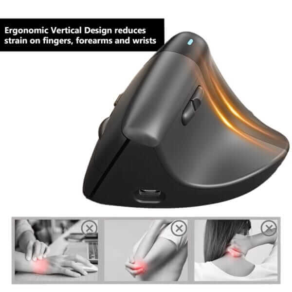 Ergonomic Design of Couso Vertical mouse reduces strain on fingers, forearms and wrists