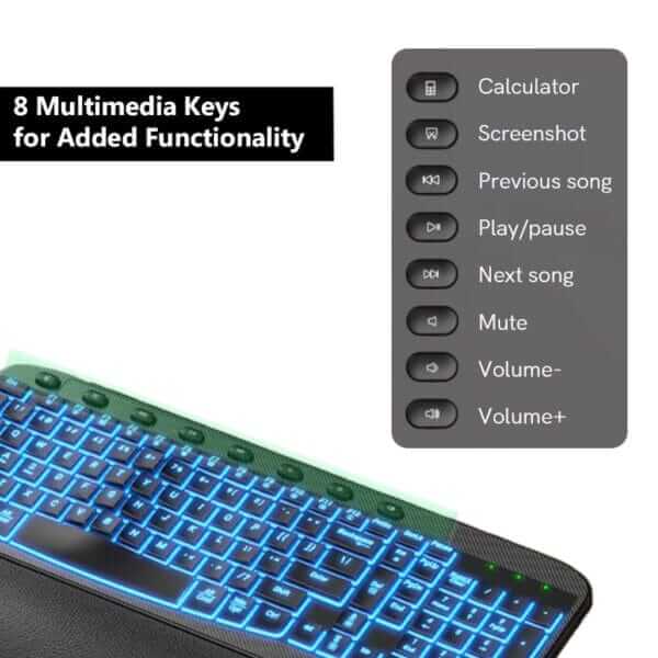 The Gembird keyboard comes with 7 Mutltimedia keys that add more shortcuts to streamline your experience.