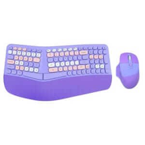 Mofii Ergonomic Keyboard and Mouse Set [Purple Set]
