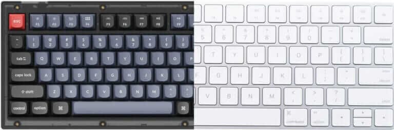 Mechanical Keyboard side by side with a Membrane Keyboard